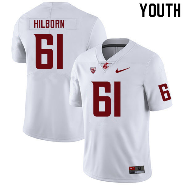 Youth #61 Christian Hilborn Washington State Cougars College Football Jerseys Sale-White